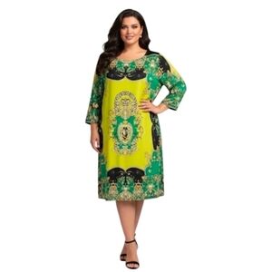 Magic Lime and Black Scoop Neck Dress